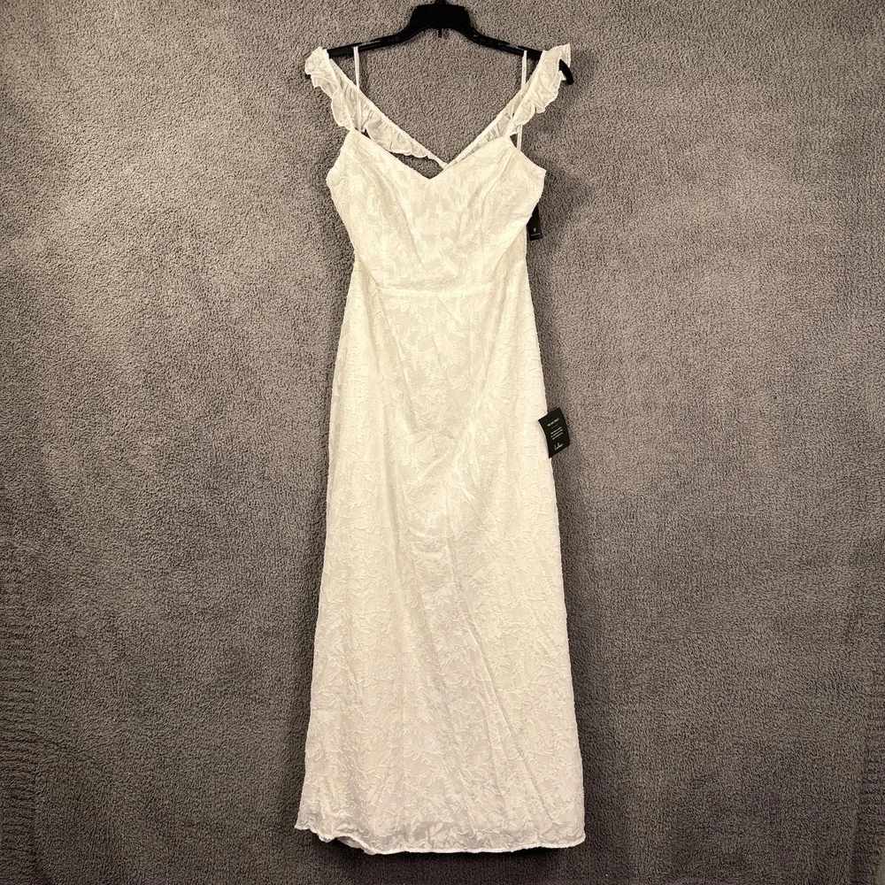 Lulus Dress‎ Womens Medium White Lace Ruffle Backyard Courthouse Beach Wedding